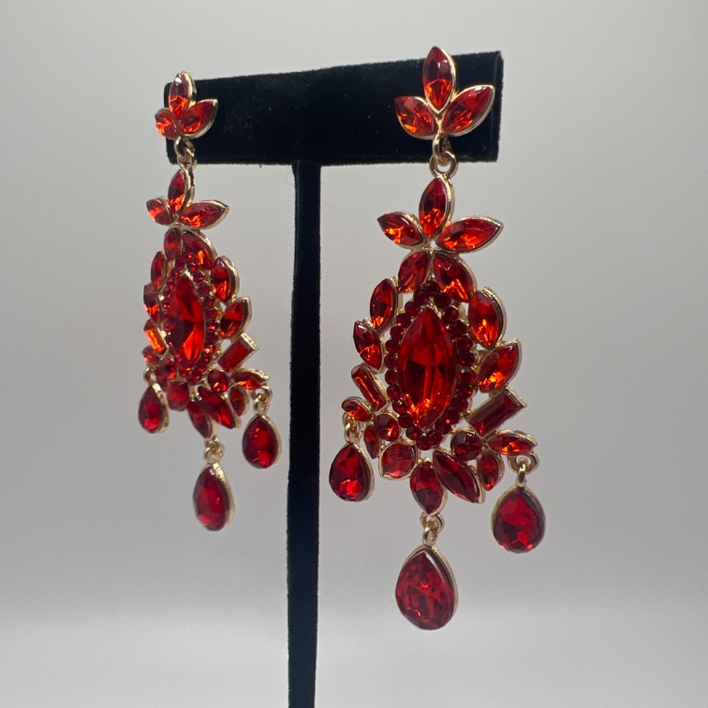 Red Statement Earrings - image 2